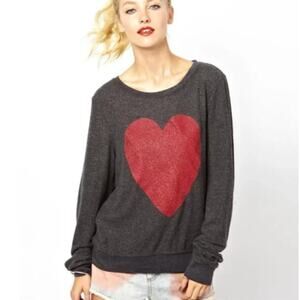 NEW! Wildfox Glitter Heart Sweatshirt in BLACK/RED (L)
